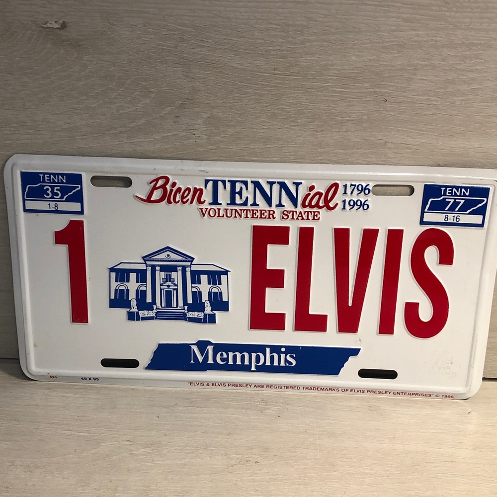 Memphis Tennessee Bicentennial Elvis Presley License Plate 1796-1996